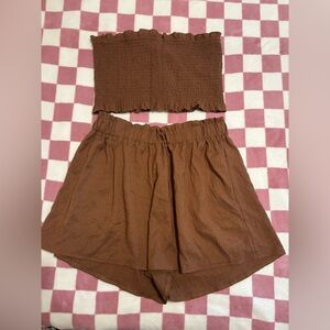 Brown two piece set. Size large
